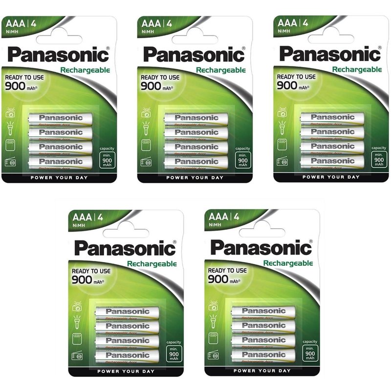 Panasonic Lot de 5 packs 4 Piles Rechargeable Evolta NiMH AAA (Micro)/HR03 - 900 mAh