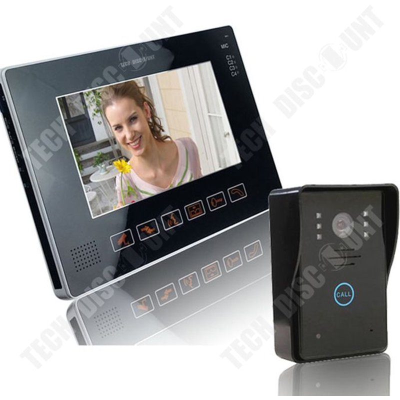 TD® Sonnette de porte 9 pouces sonnette d'interphone visuelle vision nocturne sonnette à bouton tactile imperméable à la pluie