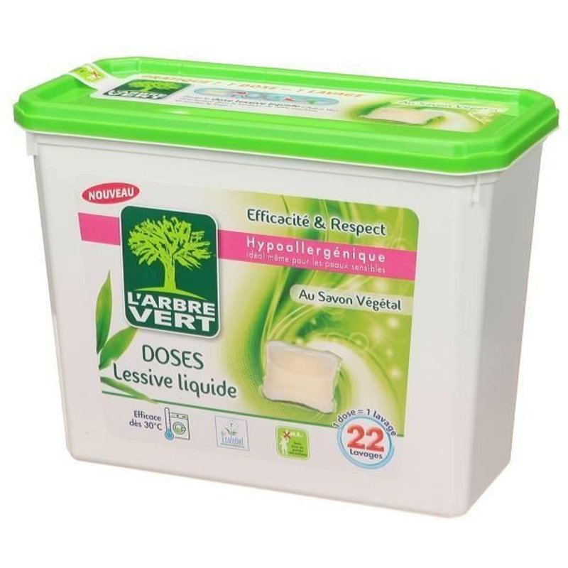L'ARBRE VERT 22 doses de lessive liquide - Fraicheur végétale - Hypoallergénique
