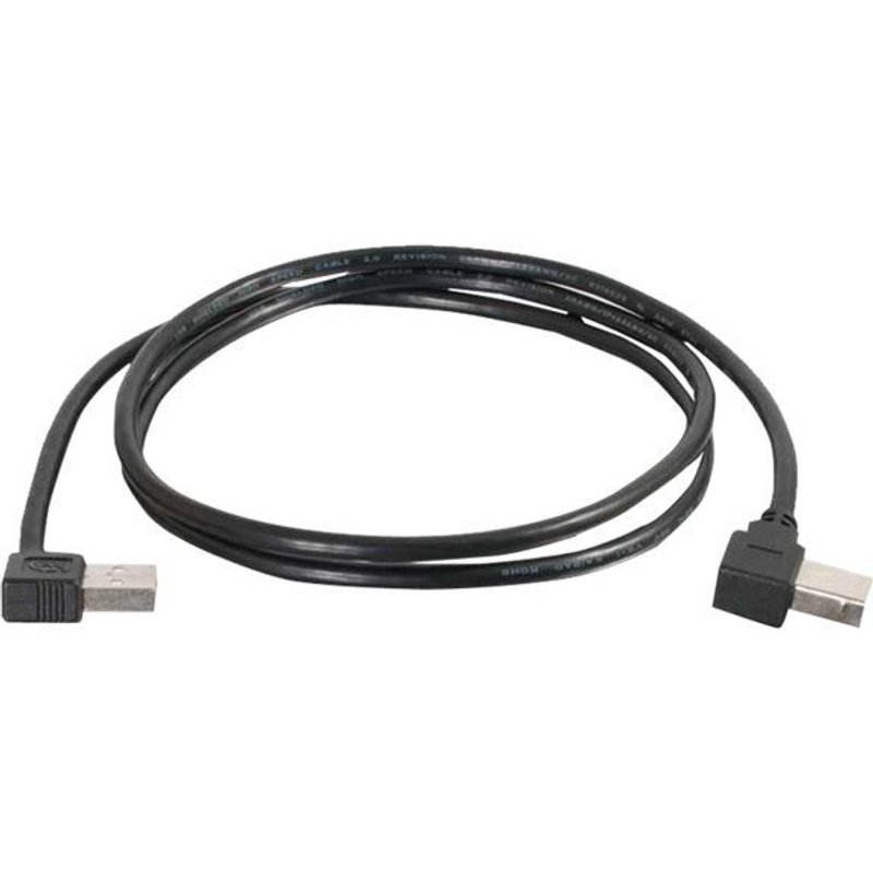 C2G Right Angle USB 2.0 A/B Cable - Câble USB - USB (M) pour USB type B (M) - USB 2.0 - 5 m - connecteur à angle droit - noir