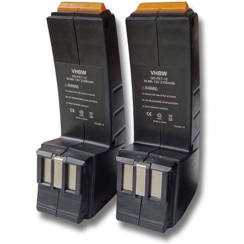 vhbw 2x Batterie compatible avec Festo / Festool CDD12FX, CDD12ESC, CDD12ES, CDD12MH outil électrique (3300 mAh, NiMH, 12 V)