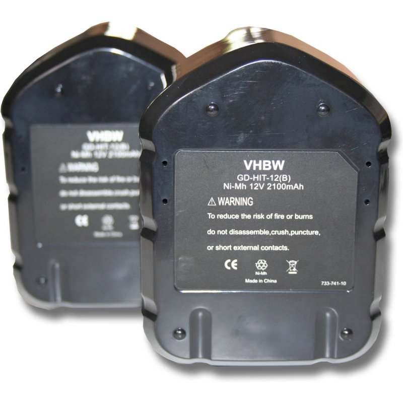 vhbw 2x Batteries compatible avec Hitachi WH12DMR2, WH 12DMR2, WP12DA, WP 12DA, WR12DAF outil électrique (2100 mAh, NiMH, 12 V)