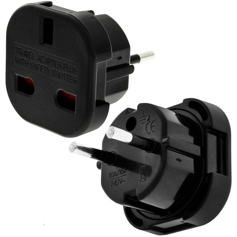 2 Adaptateur Secteur Prise Anglaise UK vers FR France BE Belgique EU Voyage NOIR
