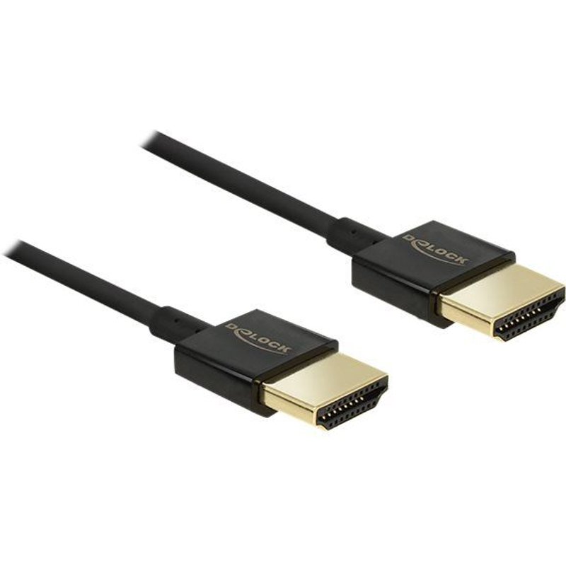 Delock Slim Premium - Câble HDMI avec Ethernet - HDMI mâle pour HDMI mâle - 4.5 m - triple paire torsadée blindée - noir - support 4K
