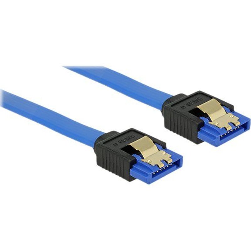 Delock - Câble SATA - Serial ATA 150/300/600 - SATA (R) pour SATA (R) - 50 cm - verrouillé - bleu