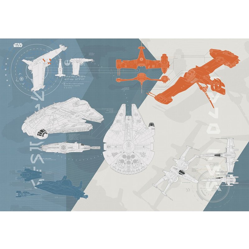 Papier Peint Plan Technique Star Wars 254x368 Cm - Enfants