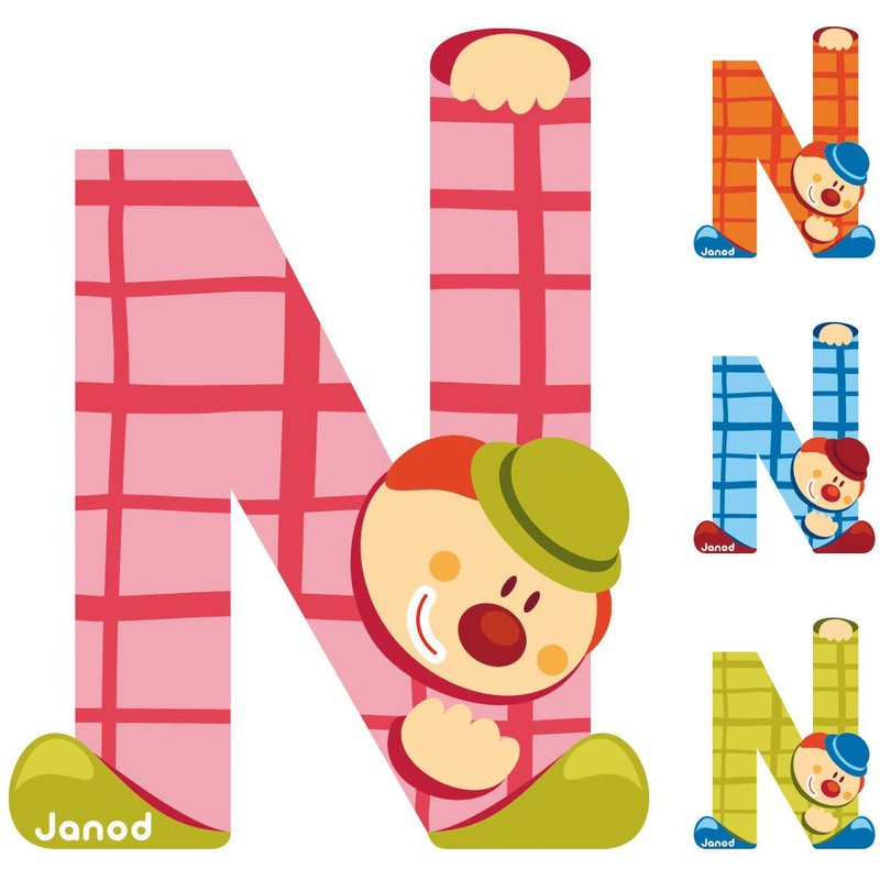Decoration Lettre Clown (Bois) - N