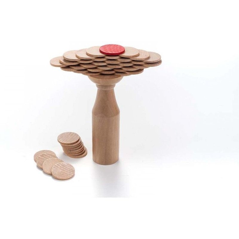 Jeu En Bois Des Pièces En Équilibre Sur La Bouteille