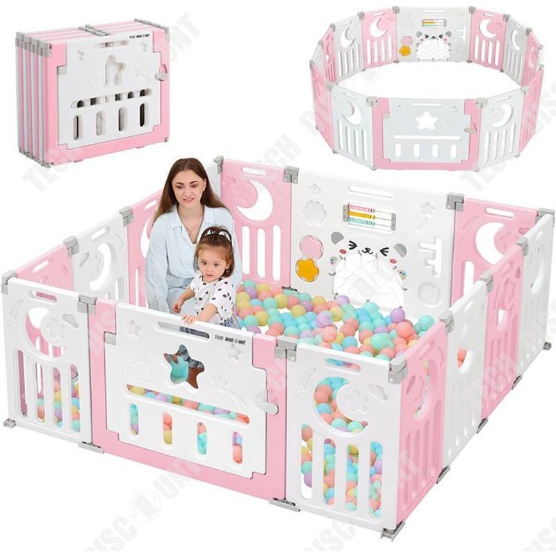 TD® Parc Bebe Modulable Parc Bébé Pliable 150×150CM Parc pour Bebe Plastique en Forme Adaptable Parcs Enfant avec Panneau d'activité