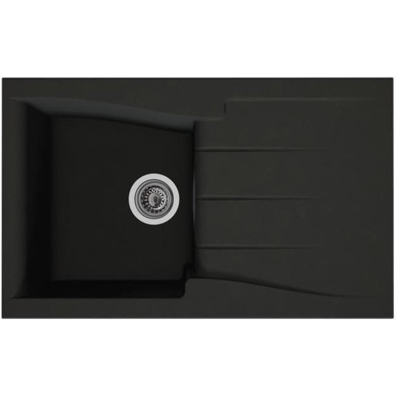 STRADOUR Evier Luna 1 bac 1 égouttoir noir