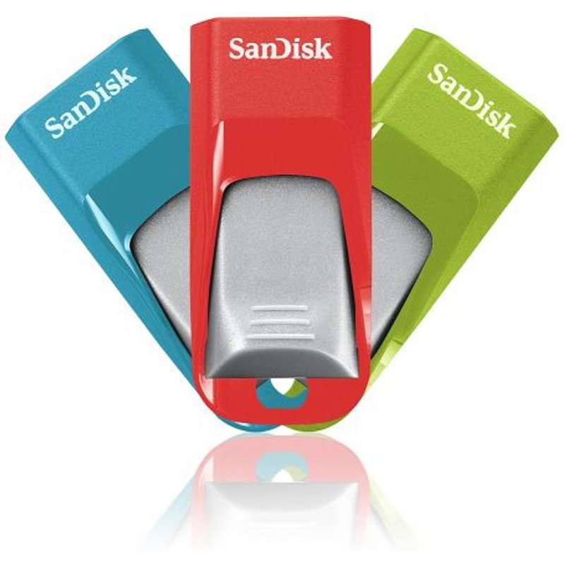 Pack 3 clés USB 2.0 SanDisk Cruzer Blade 16 Go - bleu, vert, rose