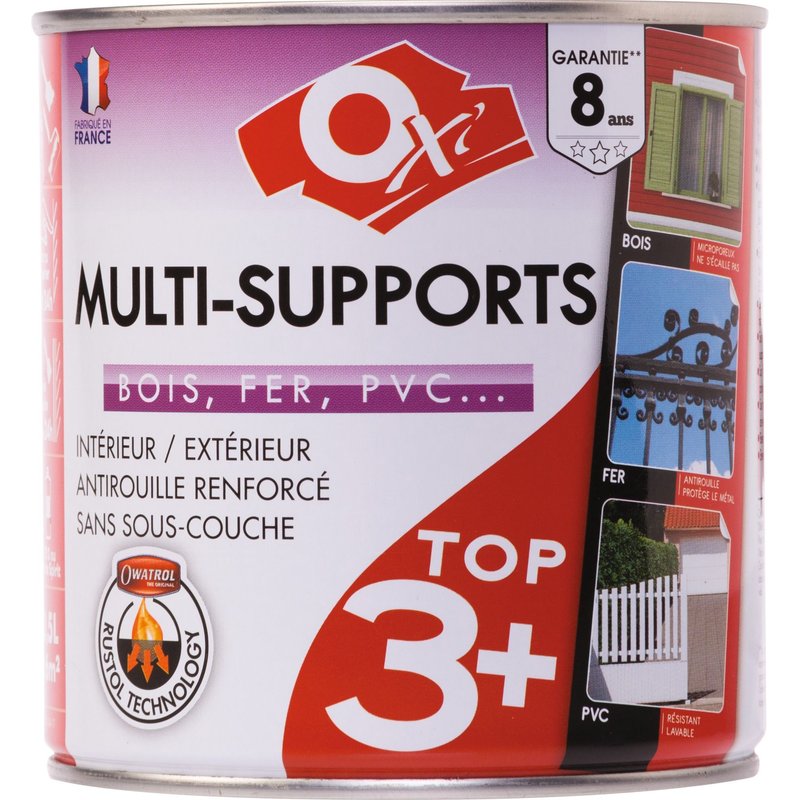 Peinture satinée multi-supports TOP3 Oxi - Vert mousse - 0,5 l