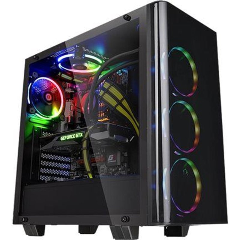 Thermaltake View 21 TG - Tempered Glass Edition - tour - ATX - pas d'alimentation - noir - USB/Audio