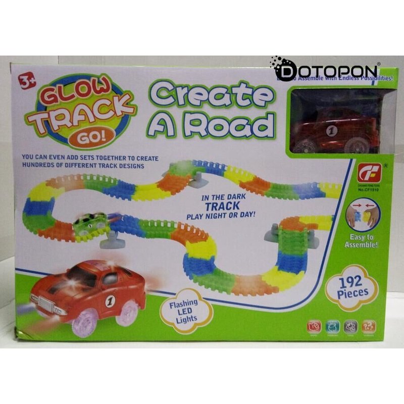 Dotopon® 192pcs /1auto Magic Racing Tracks La Piste De Course Étonnant Qui Peut Bend, Flex, Et Glow