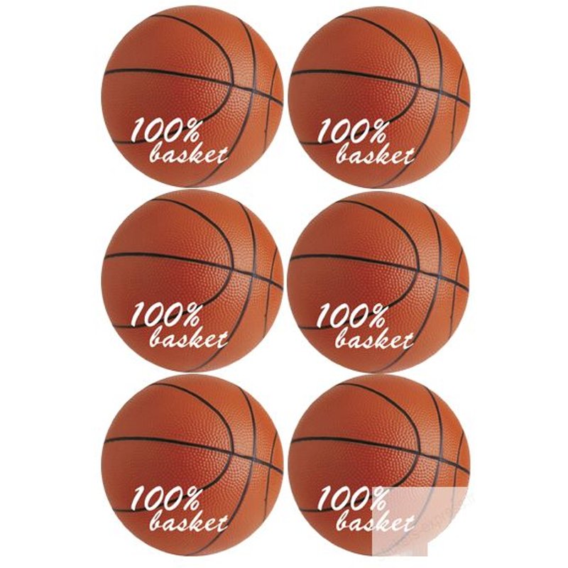 Ballons Basket-Ball (6stickers De 9cm) - Sticker/Autocollant