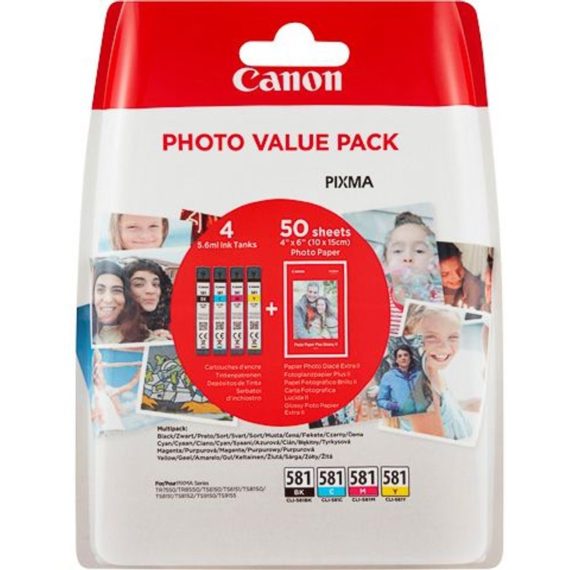 CANON CLI-581 BK/C/M/Y + papier photo Canon