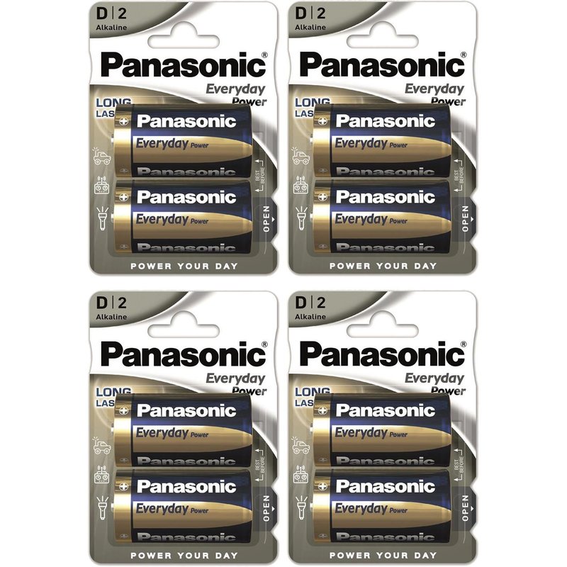 Panasonic Lot de 4 Packs 2 Piles Alcalines Everyday Power SILVER Batterie LR20 / D 1,5V