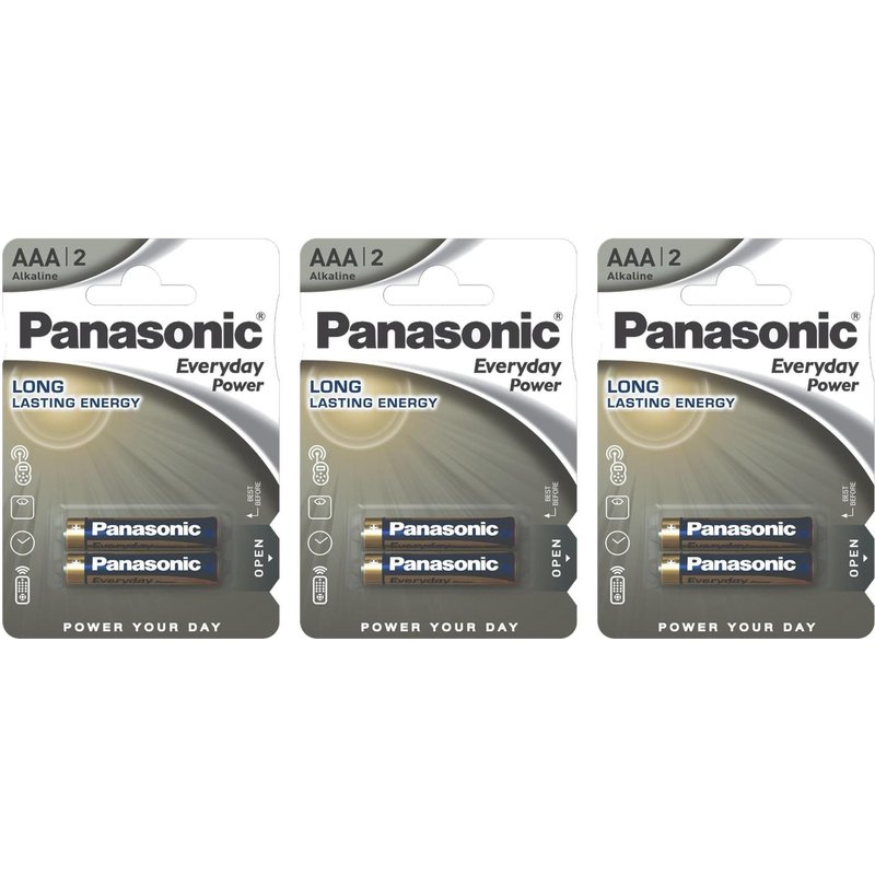 Panasonic Lot de 3 Blisters de 2 Piles Alcalines Everyday Power SILVER Batterie AAA 1,5V