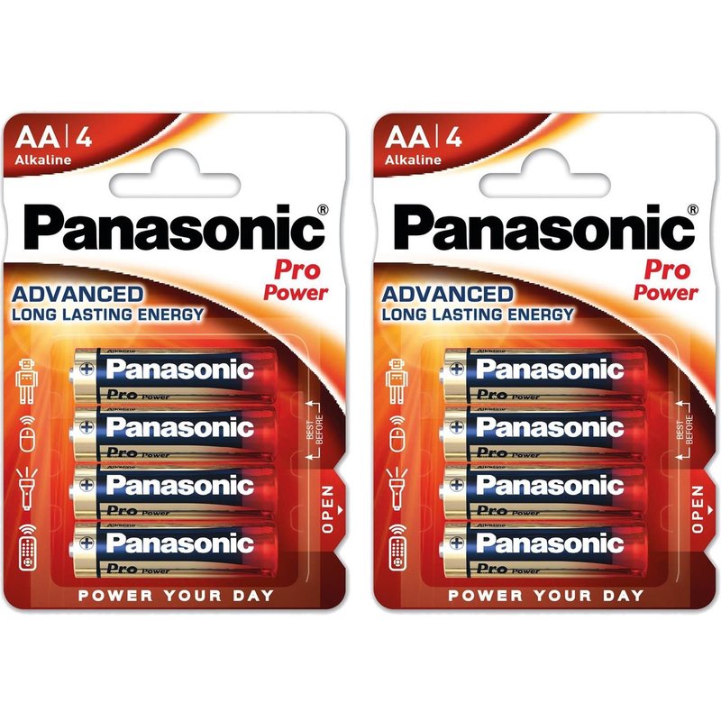 Panasonic Lot de 2 Blisters de 4 Piles Pro Power Alcaline LR6/AA (Mignon) 1,5 V