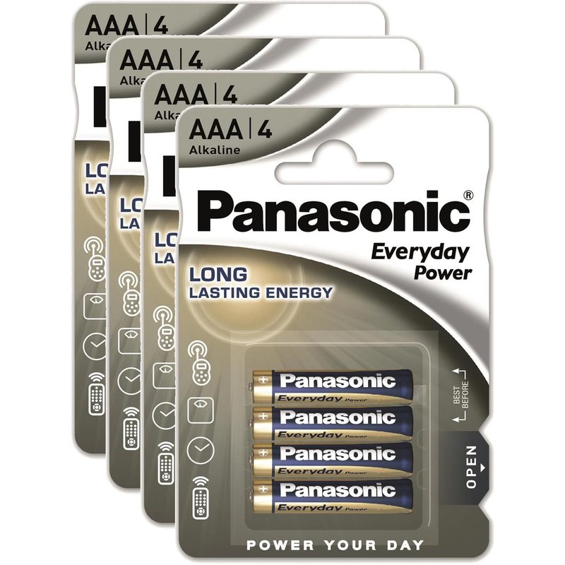 Panasonic Lot de 4 Blisters de 4 piles Alcalines Everyday Power SILVER AAA LR03 1,5V