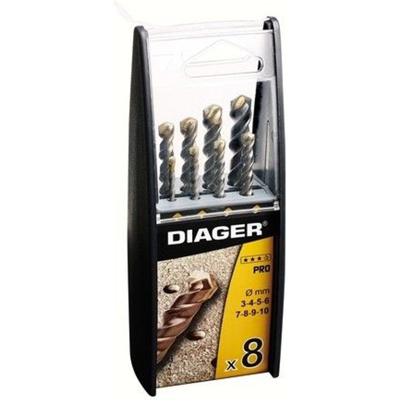 Coffret duo 8 forets béton DIAGER - série Pro - 299B