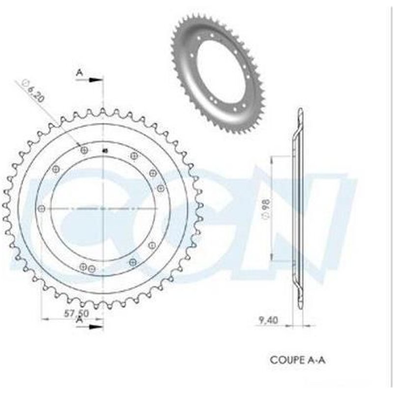 Couronne MBK 51 D.98 10 Trous- 45