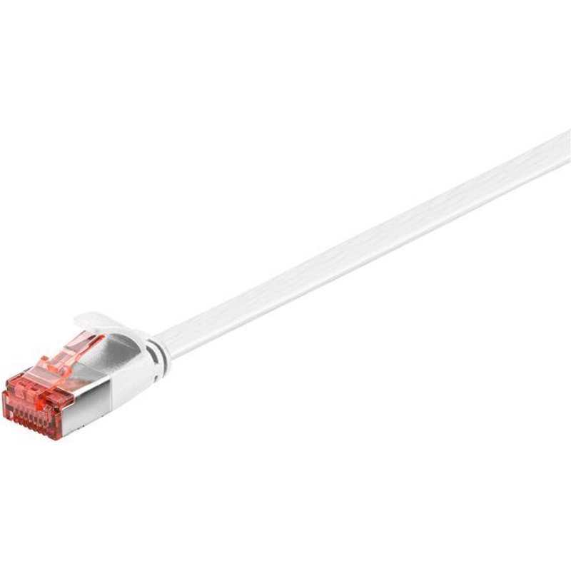 goobay - Cordon de raccordement - RJ-45 (M) pour RJ-45 (M) - 3 m - U/FTP, PiMF - CAT 6 - verrouillé, sans crochet, plat - blanc