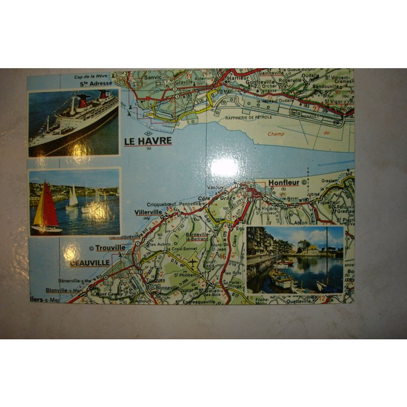 Carte Postale D'après Carte Michelin N° 54 Deauville-Trouville-Le Havre-Honfleur
