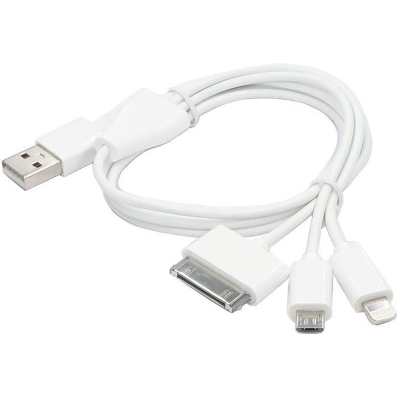 CONTINENTAL EDISON Câble 3 en 1 - Micro USB + Lightning + 30 pins