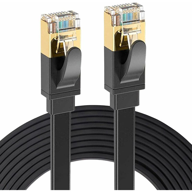 Lot de 5 Câbles Ethernet 20M CAT 7 Plat, Câble Réseau RJ45 10Gbps 600MHz Noir pour Routeur,TV Box,PC,Consoles Jeux,Modem-Visiodirect