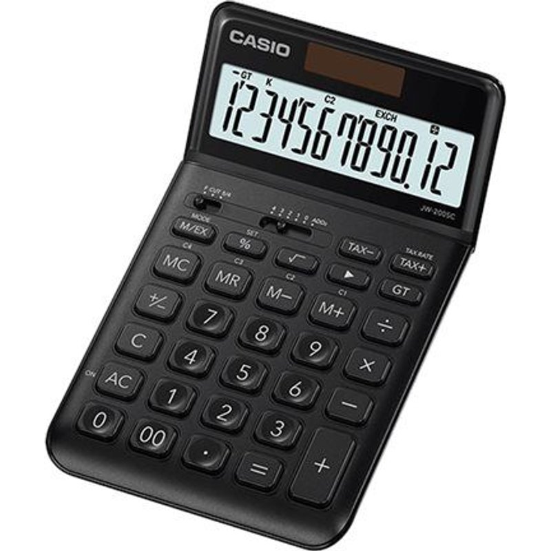 Casio JW-200SC - Calculatrice de bureau - 12 chiffres - panneau solaire, pile - noir