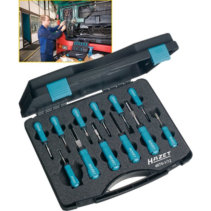 Hazet Jeu de déconnecteurs de câbles, 12 pces