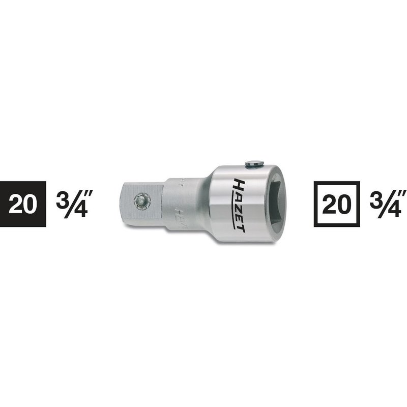 Hazet Rallonge - Carré creux 20 mm (3/4 pouce) - Carré massif 20 mm (3/4 pouce) - Longueur totale: 75 mm - 1017-3