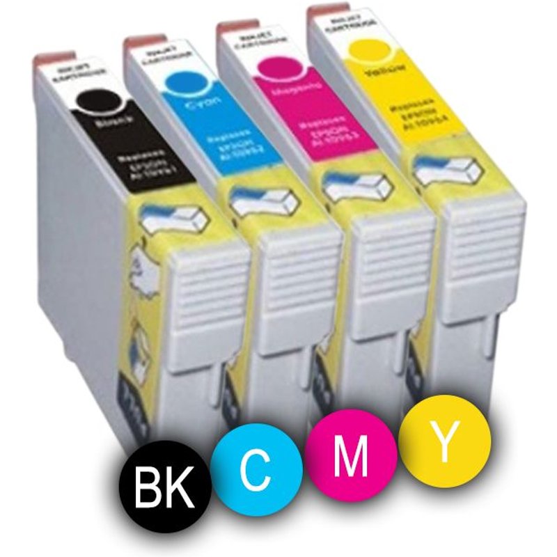 PACK 4 x ENCRES COMPATIBLES MULTICOLORESE T27 BK XL - T27 Y XL FOR EPSON WORKFORCE WF-3620 DWF