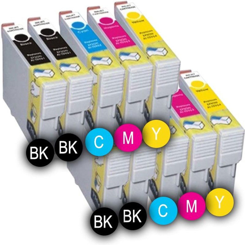 PACK 10 x CARTOUCHES D'ENCRE COMPATIBLES MULTICOLORESE T7901 BK - T7904 Y FOR EPSON WF 5690DWF