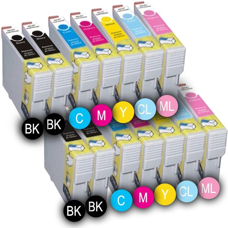 PACK 14 x CARTOUCHES D'ENCRE INKPRO COMPATIBLES MULTICOLORESE T0801 BK - T0804 Y FOR EPSON STYLUS PHOTO PX700W
