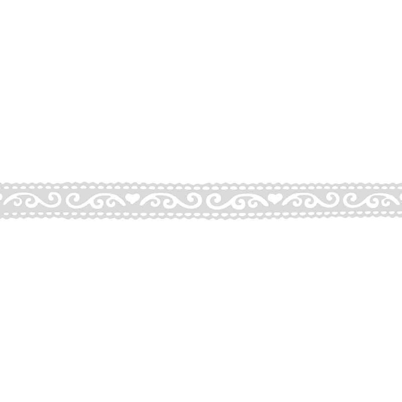 Ruban adhésif fantaisie 1,5 cm x 1 m rosace blanches