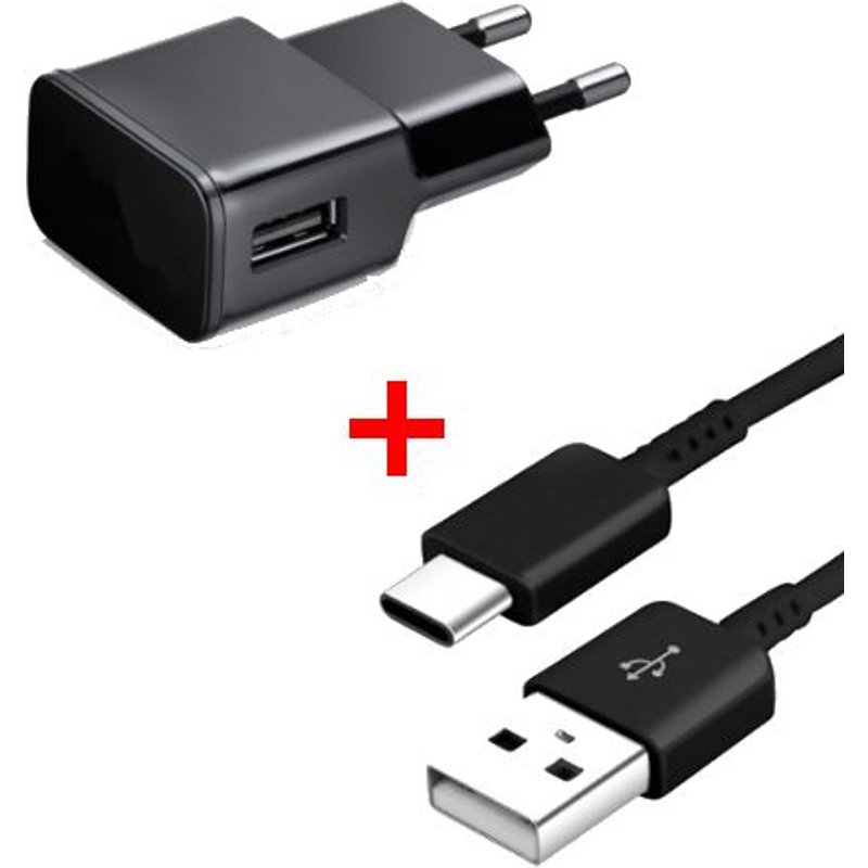 Chargeur Secteur/Usb + Câble Usb/Type- C Noir Pour Samsung Galaxy A8 / S9 / S9 Plus Couleur :