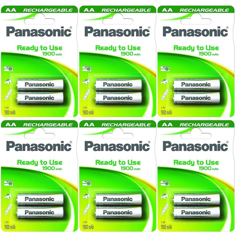 Panasonic Lot de 6 Blisters de 2 Piles Rechargeable NiMH Mignon AA 1900 mAh Ready to use