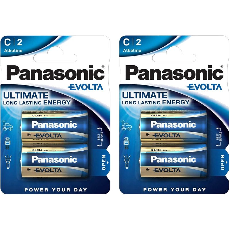 Panasonic Lot de 2 Blisters de 2 Piles Evolta Baby C LR 14