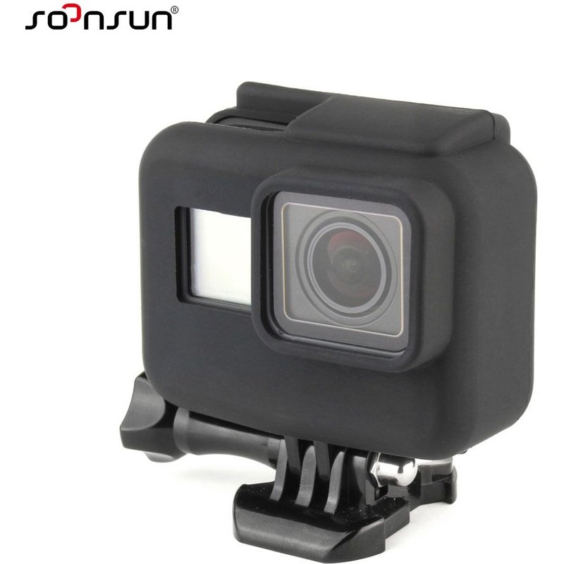 CNYO® Souple En Caoutchouc de Silicone Standard Cadre De Protection Cas de Couverture de Peau noir pour GoPro Hero5 Pour GoPro Hero 5 Hero 6 caméra