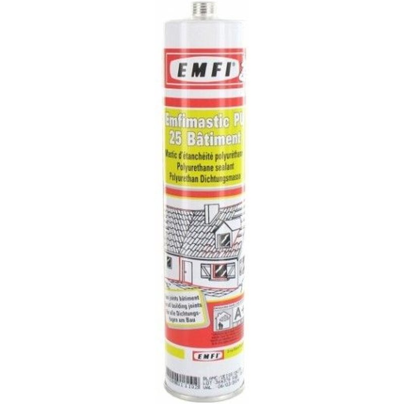 Mastic polyuréthane PU25 EMFI - Noir - Cartouche de 300 ml - 74064DE208