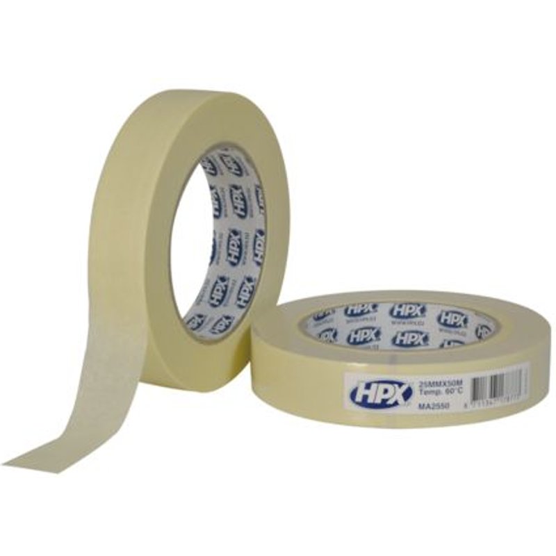 Ruban de masquage bâtiment 60°C Blanc crème 25mm x 50m HPX - MA2550