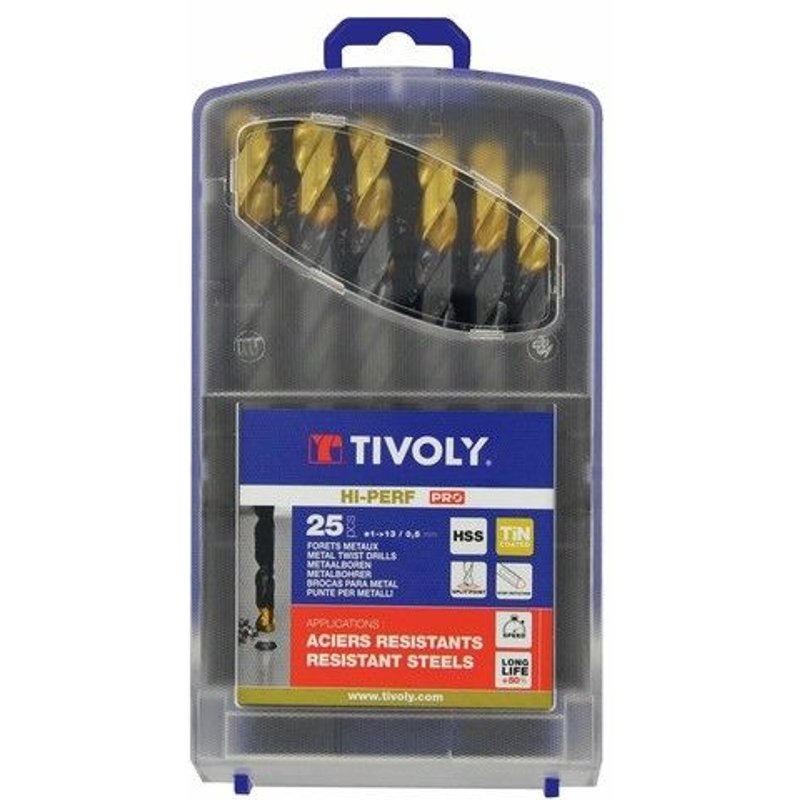 Coffret 25 forets métaux HSS - queue 3 méplats - Steam Tin TIVOLY