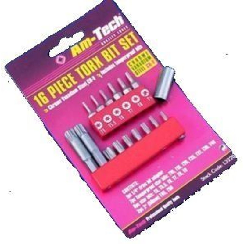 Am-Tech Lot de 16 embouts pour tournevis Torx en chrome-vanadium
