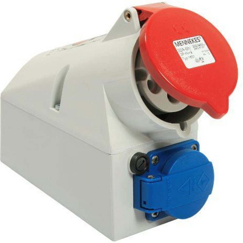 as - Schwabe 60438 Prise murale CEE 5 poles avec prise terre et fusible 10A pour chantiers Protection IP 44 400V 32A 6h