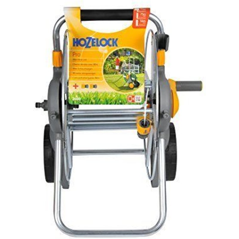 Hozelock 2460 0000 Chariot dévidoir métallique Euro Cart pour tuyau de 90 m, avec 2 raccords de tuyau 1/2``