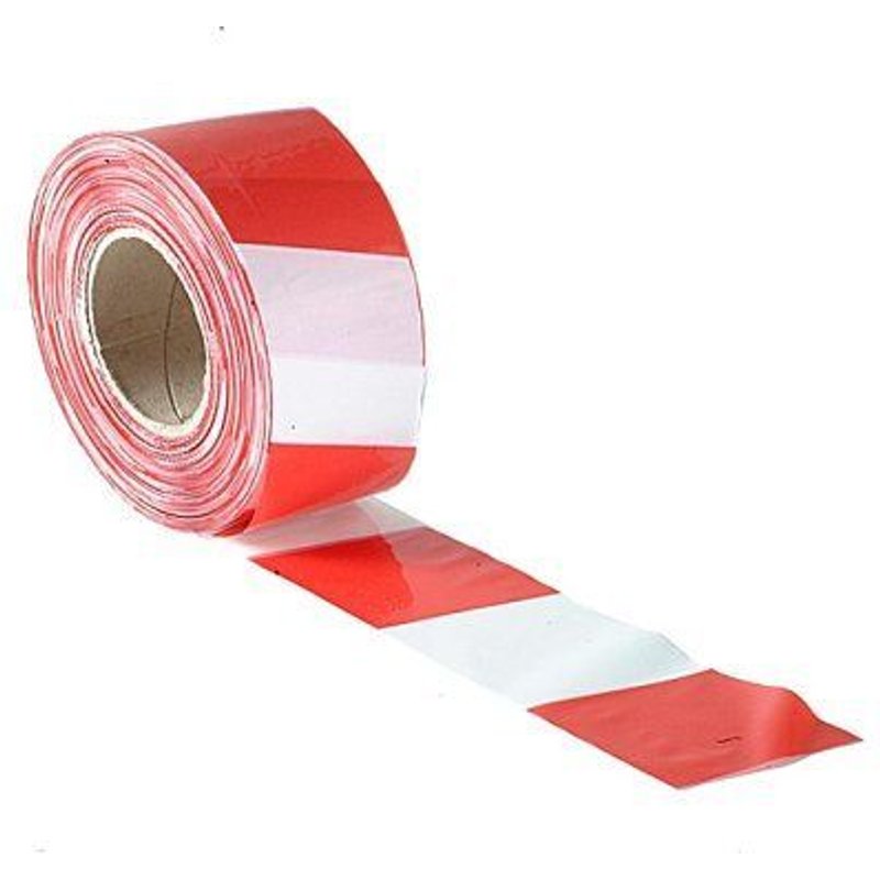 Faithfull Ruban de signalisation de chantier Rouge et blanc 70 mm X 500 m