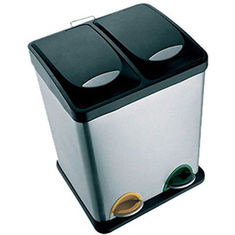 Msv 100352 Poubelle Tri Sélectif Avec 2 Seaux Inox Polypropylène 31 X 26,5 X 39,5 Cm