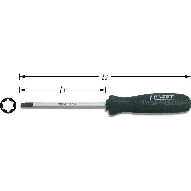 Hazet Tournevis trinamic - Profil TORX intérieur - Taille: T 27 - Longueur totale: 200 mm - 803-T27
